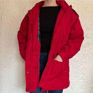 Cabin Creek Red Plaid Coat Women's Medium Puffer Vintage 90s Camping Midwest